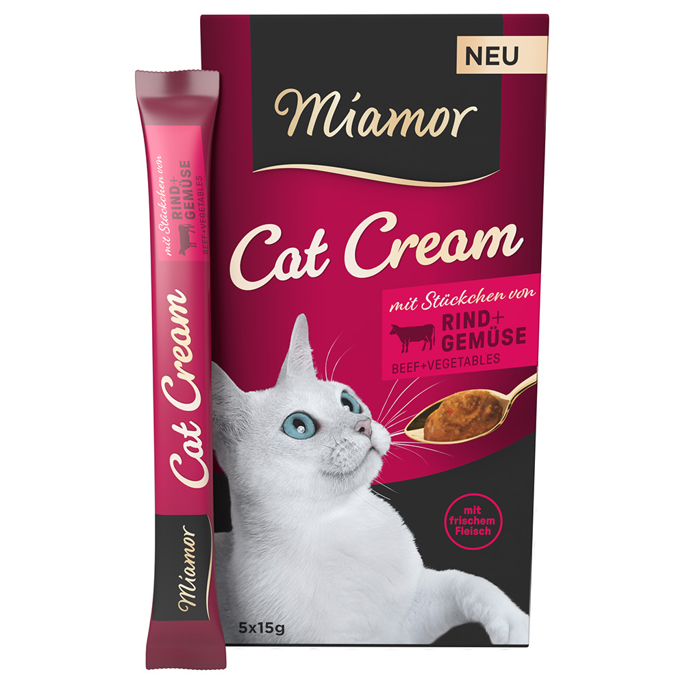 Miamor Cat Cream pasta z wołowiną i warzywami - 5 x 15 g miniaturka