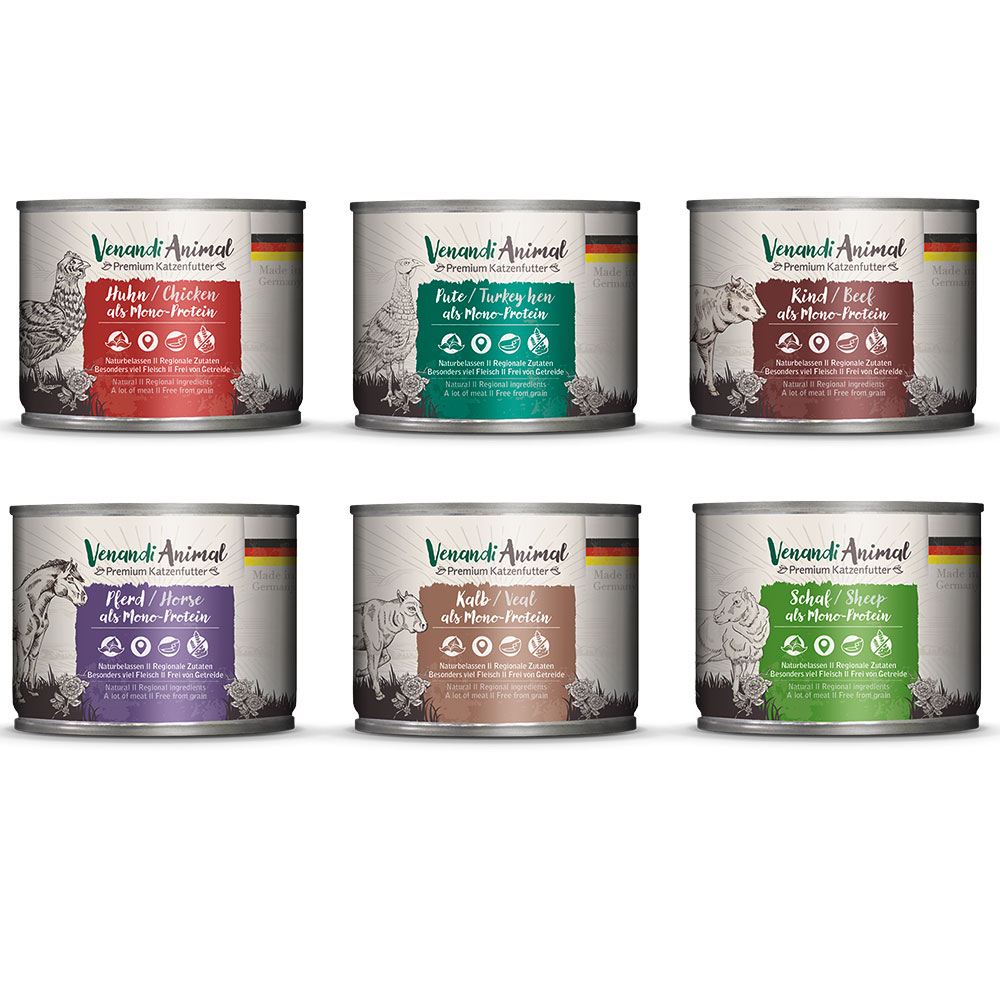 Venandi Animal, 6 x 200 g - Pakiet mieszany (6 smaków)