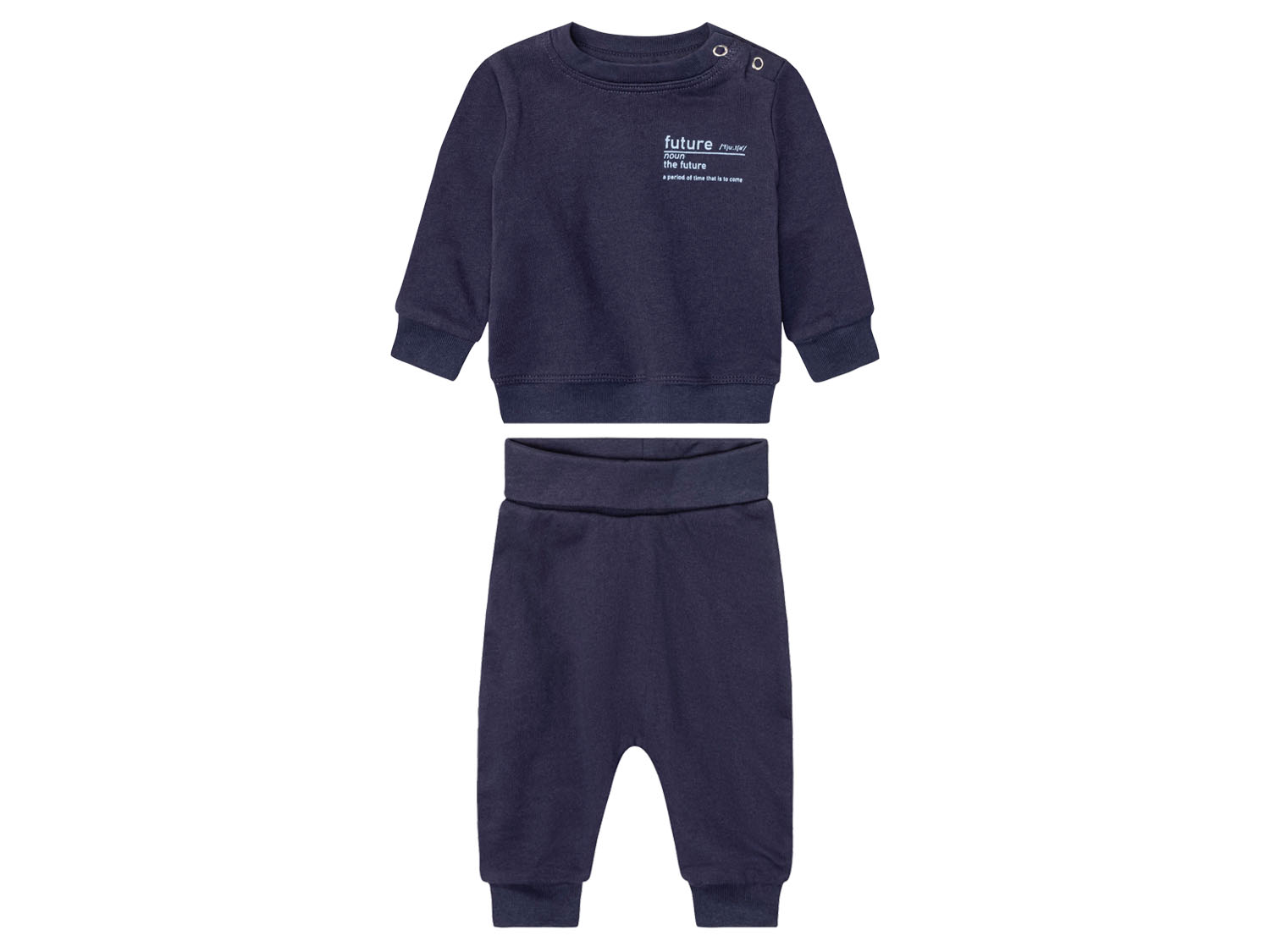 lupilu® Dres niemowlęcy z bawełną (bluzka + spodnie) (74/80, Granatowy)