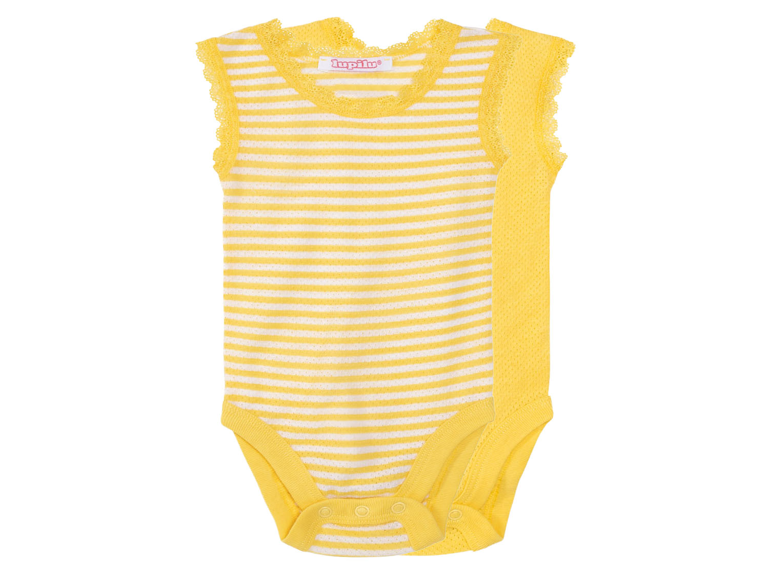 lupilu® Body niemowlęce z biobawełną, 2 sztuki (Żółty, 62/68)