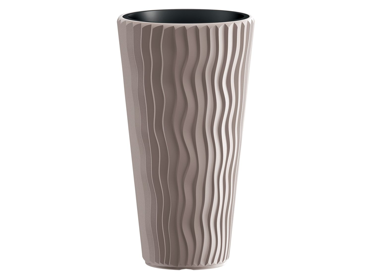 Prosperplast Donica Sandy Slim, z wyjmowanym wkładem, w optyce pionowych fal (35 x 62 x 35 cm (szer. x wys. x gł.), Mocca)