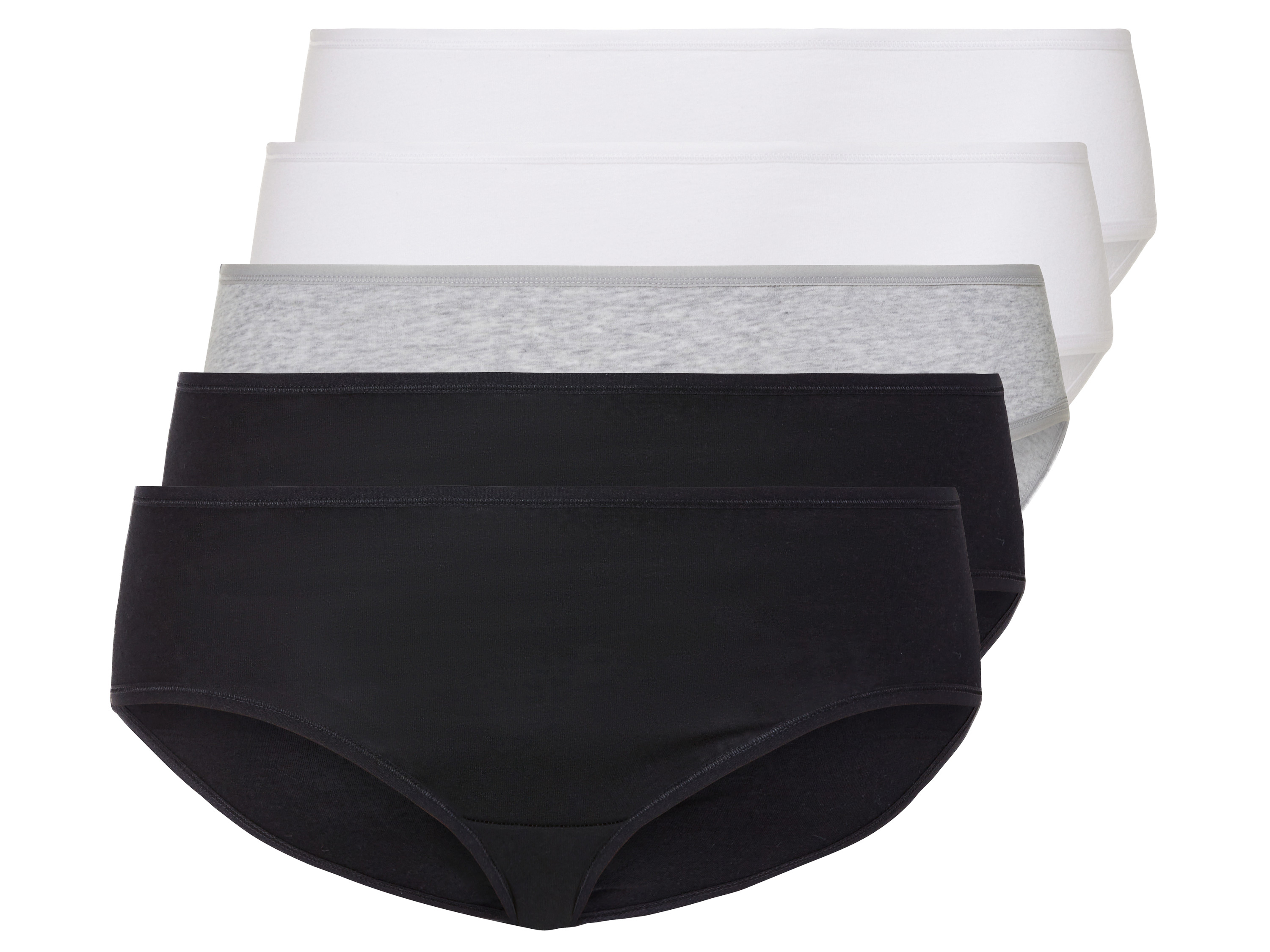 esmara® Figi damskie z bawełną, 5 par (XL (48/50), Czarny/ szary/ biały)