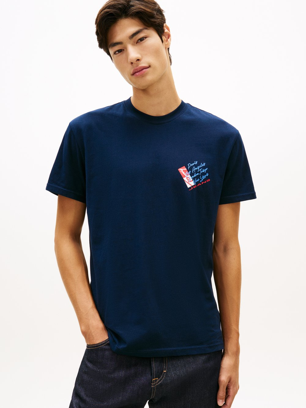 Tommy Jeans Koszulka męska Mężczyźni Bawełna niebieski, M