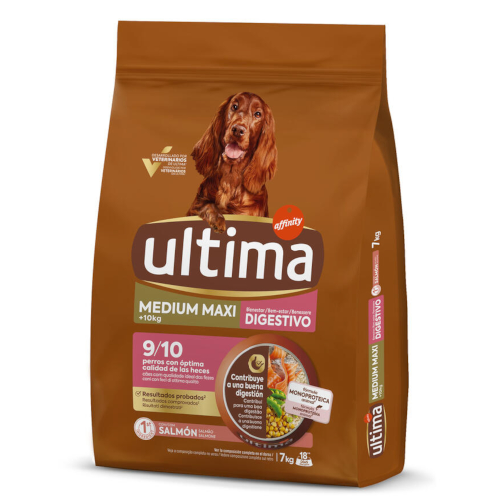 20% taniej! Ultima, 2 x 1,35 kg / 1,5 kg / 2,5 kg / 2,7 kg / 3 kg / 7 kg - Medium / Maxi Digestive Well-Being, łosoś, 2 x 7 kg