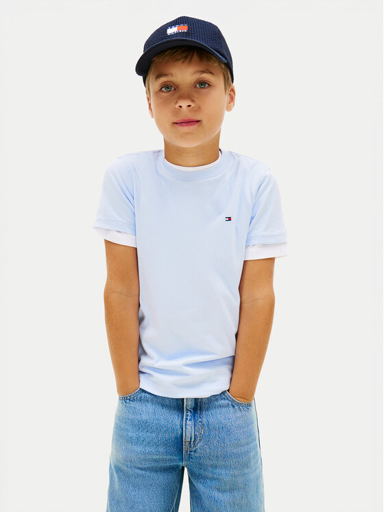 Tommy Hilfiger T-Shirt KB0KB06879 Niebieski jasny Regular Fit