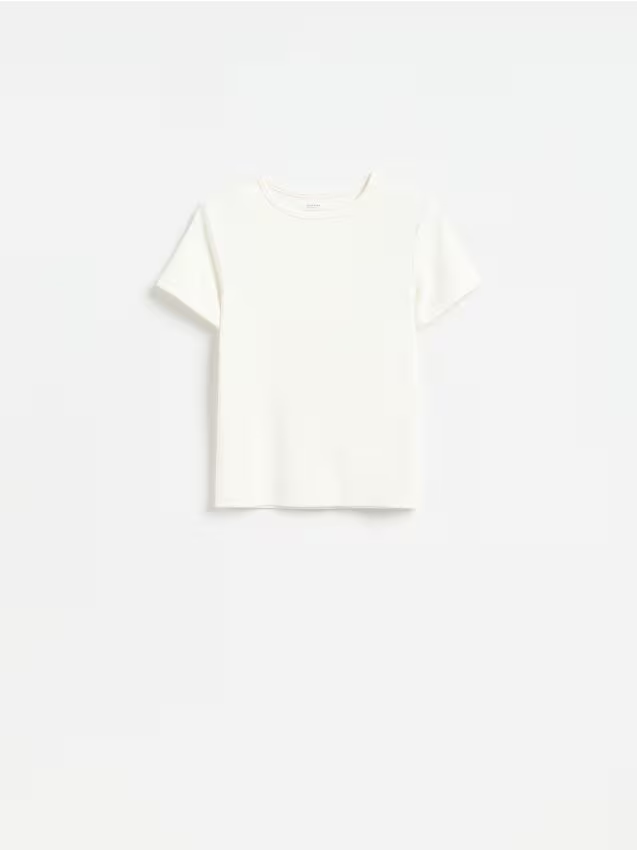 Reserved - T-shirt z modalem - biały