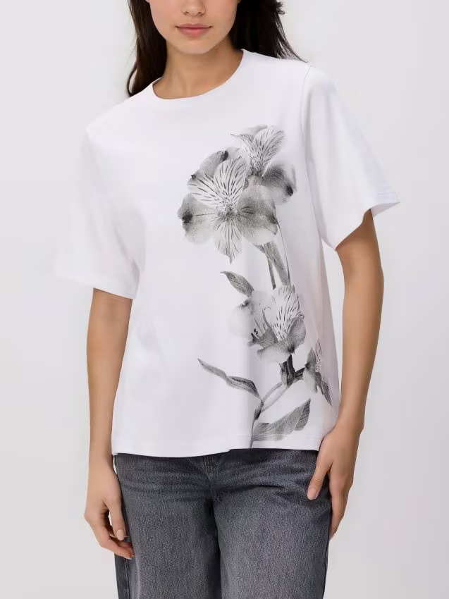 Reserved - Bawełniany t-shirt z nadrukiem - biały miniaturka