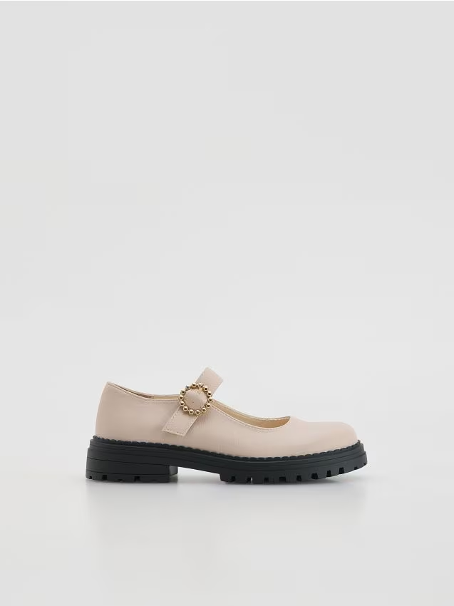 Reserved - Loafersy z imitacji skóry - kremowy