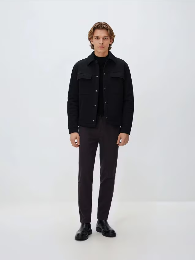 Reserved - Bawełniane spodnie slim fit - mahoniowy miniaturka