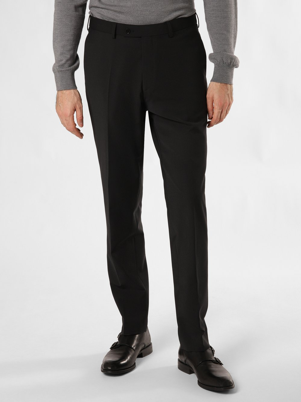 Finshley & Harding Spodnie - Carter Mężczyźni Regular Fit Wełna czarny, 28
