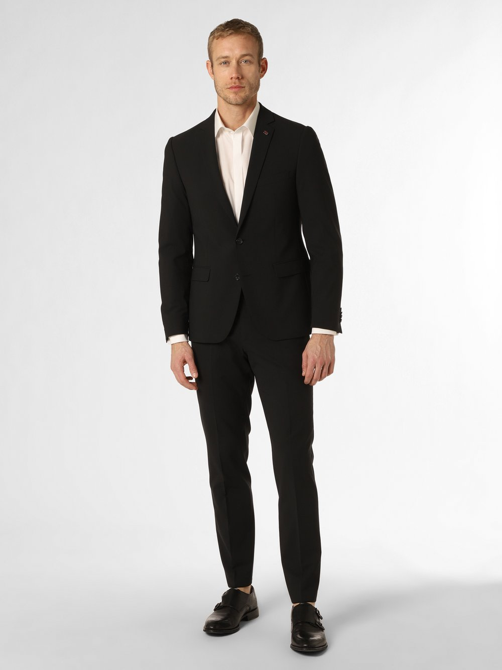Finshley & Harding London Męski garnitur Mężczyźni Slim Fit Sztuczne włókno czarny, 98