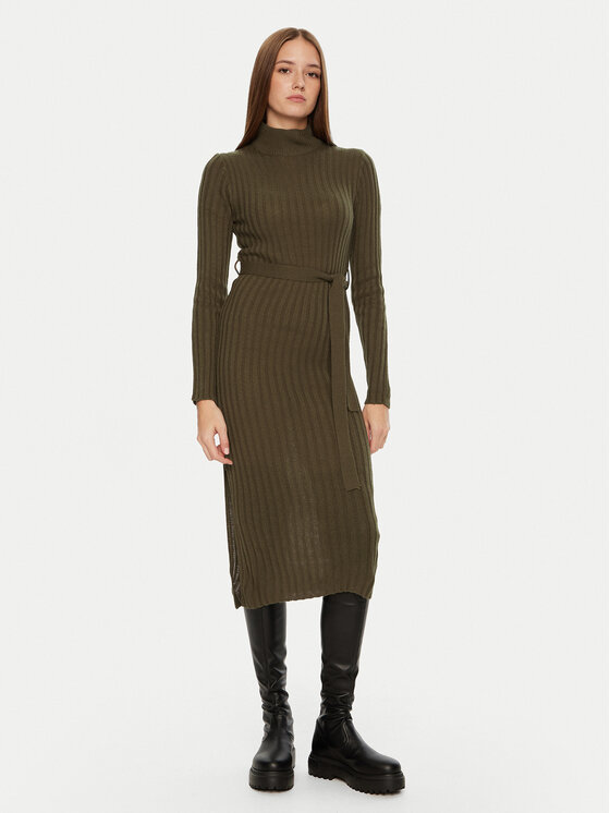 Brave Soul Sukienka dzianinowa LKD-230MURPHYB Khaki Regular Fit miniaturka