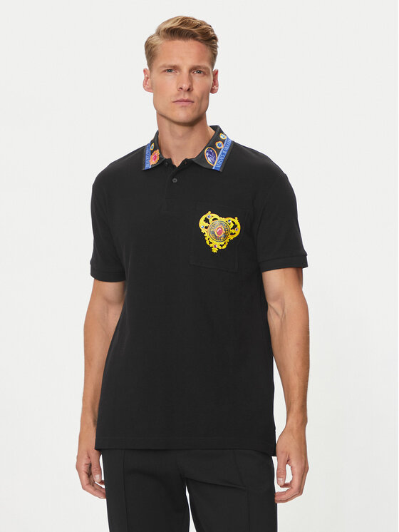 Versace Jeans Couture Polo 76GAGT11 Czarny Regular Fit