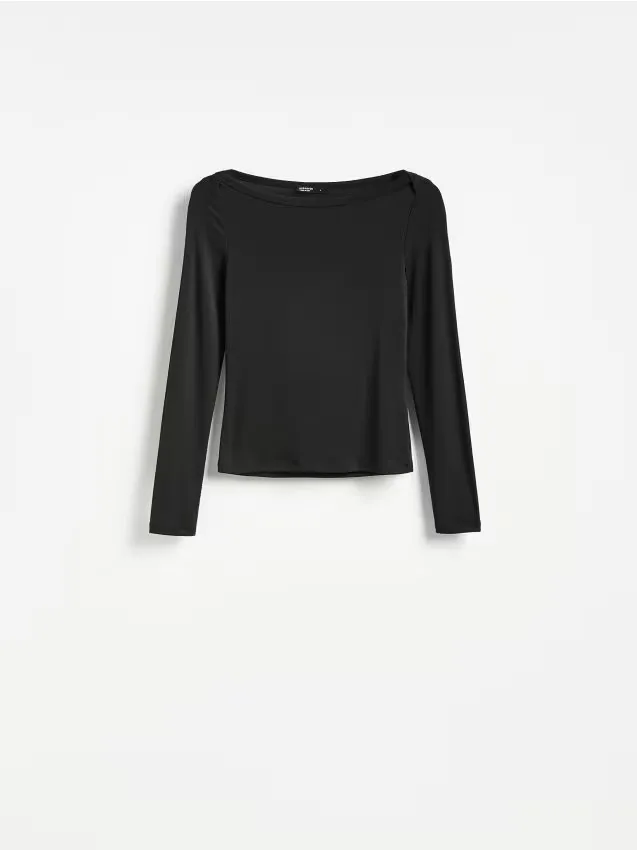Reserved - Longsleeve z modalem - czarny