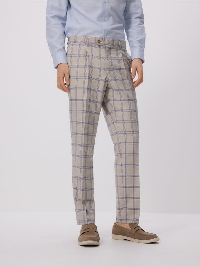 Reserved - Garniturowe spodnie slim fit - beżowy