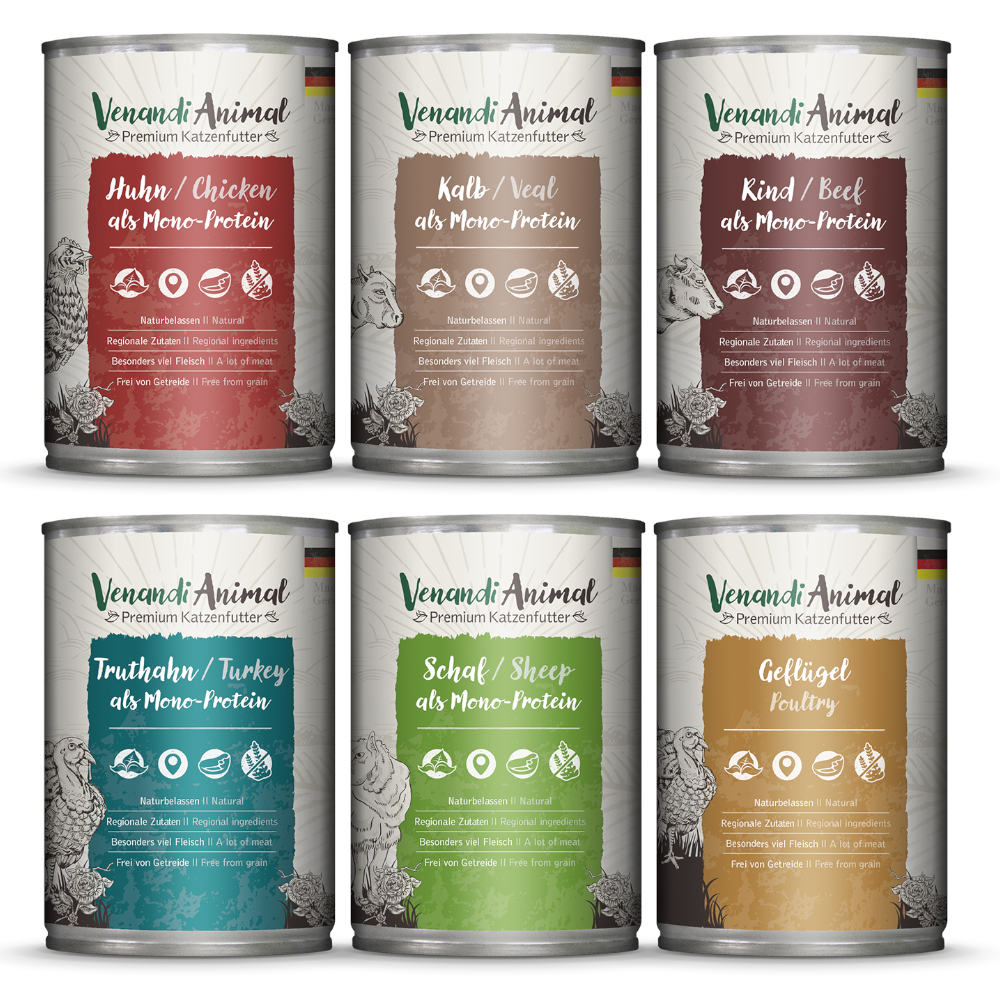 Pakiet mieszany Venandi Animal 6 x 400 g - Pakiet mieszany (6 smaków)