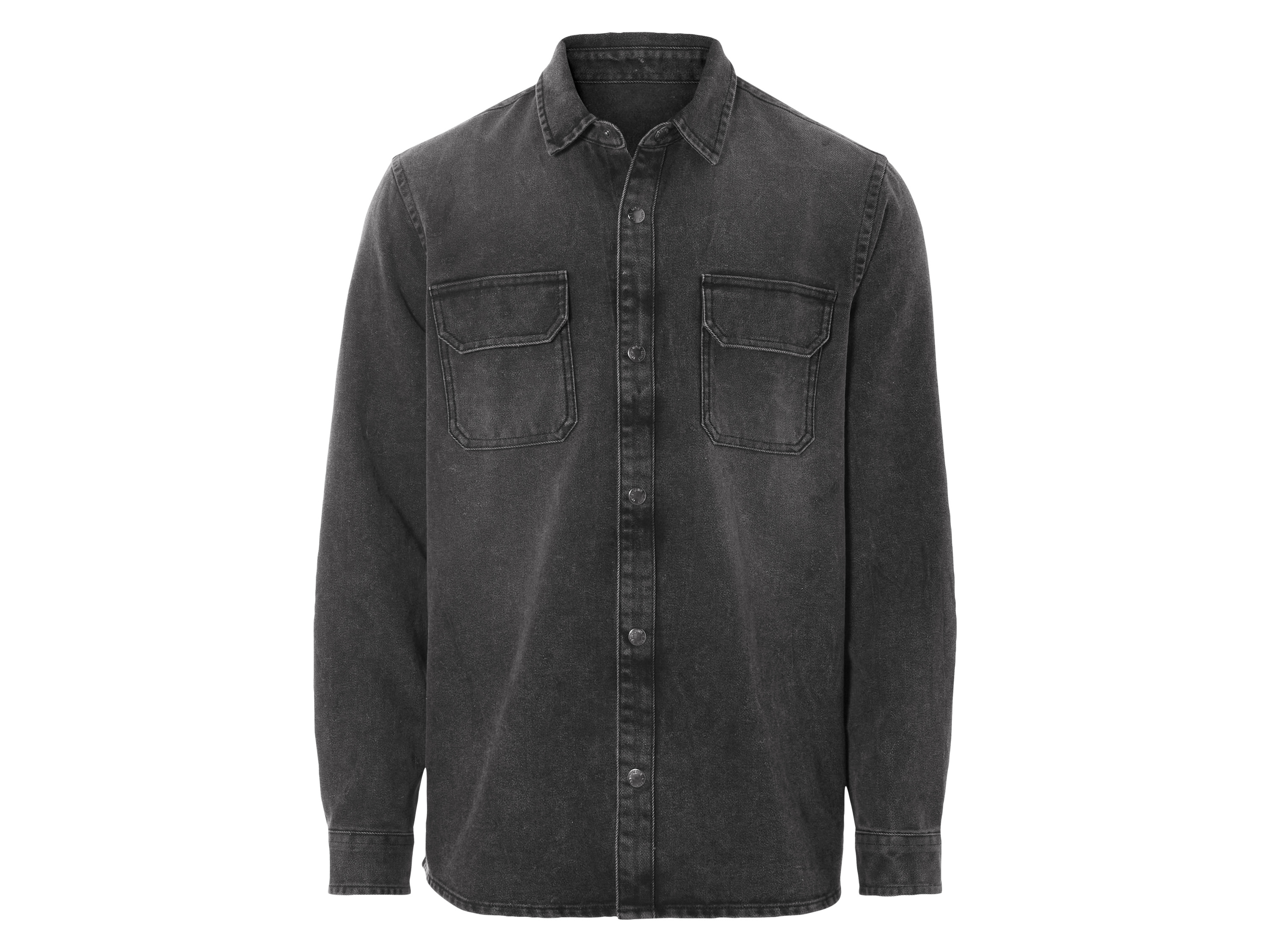 LIVERGY® Męska koszula jeansowa, lekko zmyta  (Czarny, L (41/42))