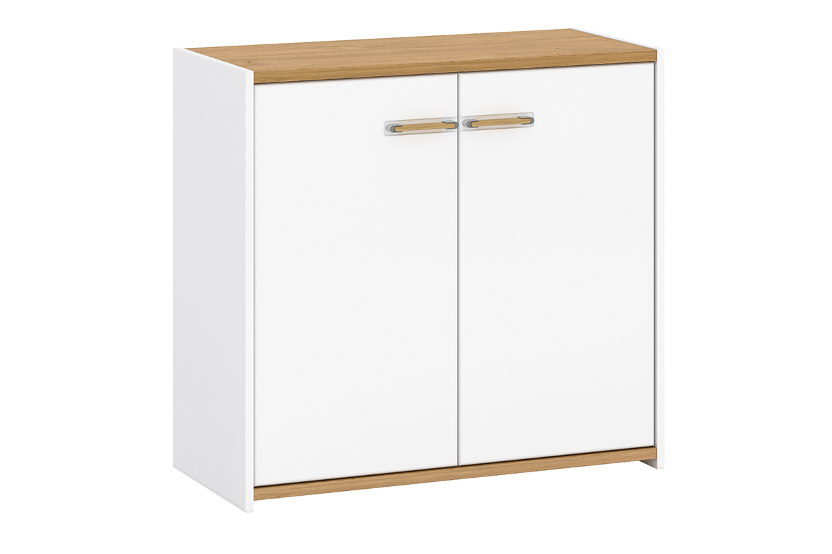 Skandynawska komoda z półkami 90 cm biała / dąb ANTHO miniaturka