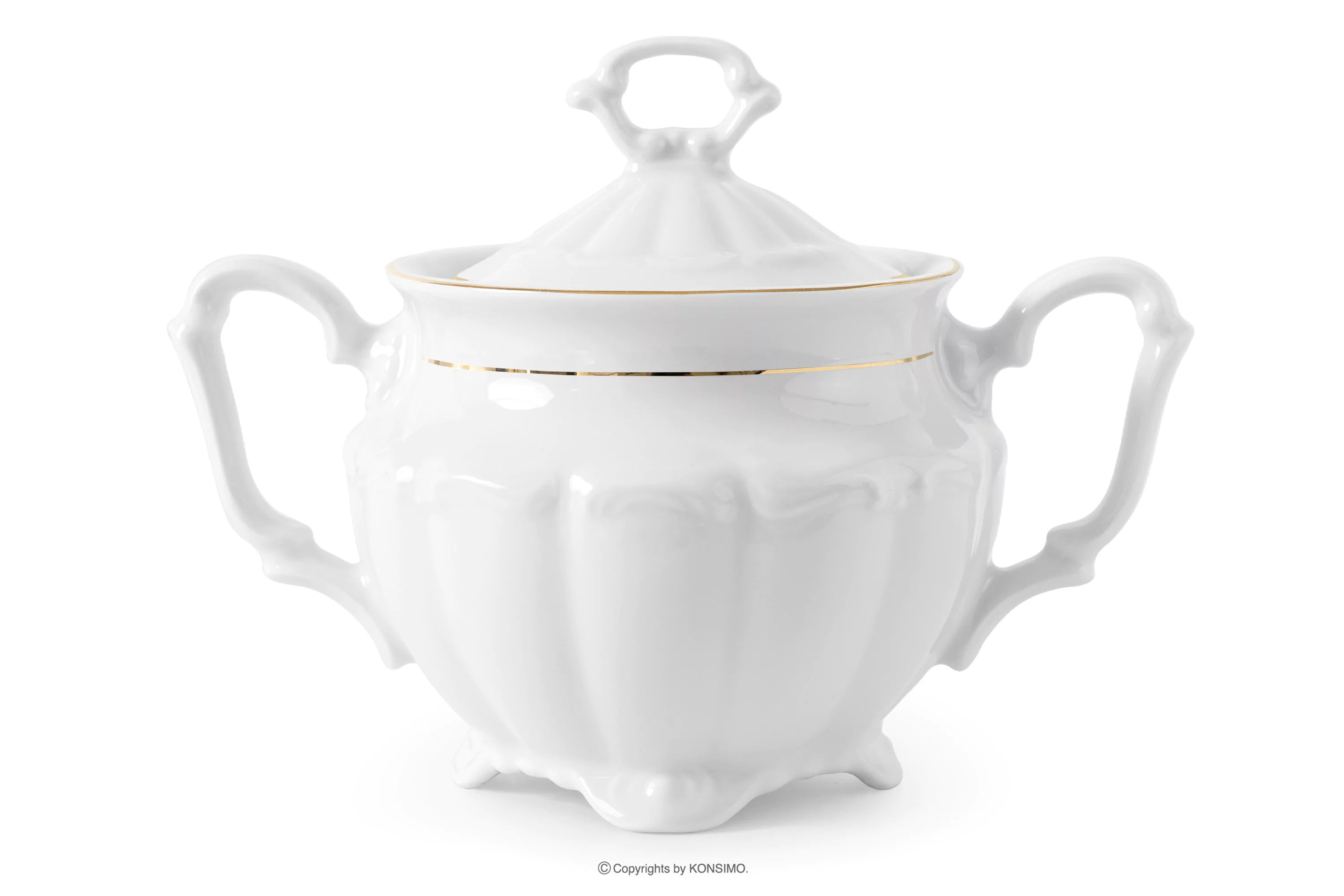Cukiernica klasyczna z porcelany biały/złota linia MARIA TERESA ZŁOTA LINIA