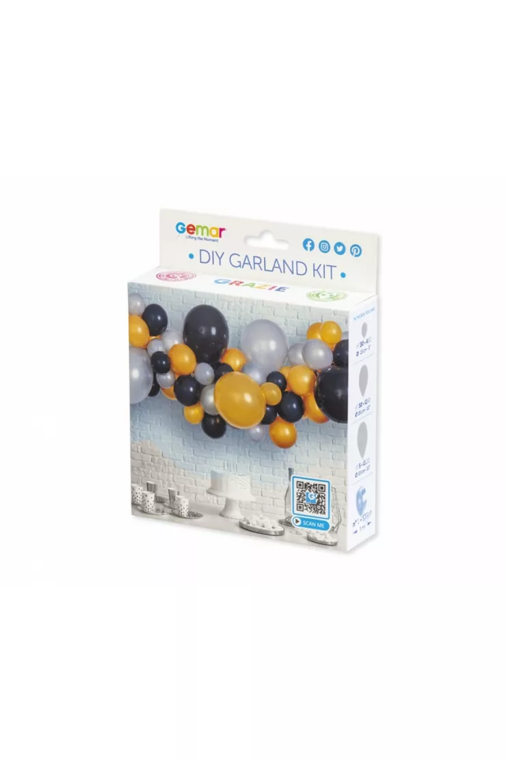 Girlanda balonowa DIY złota, srebrna, czarna
