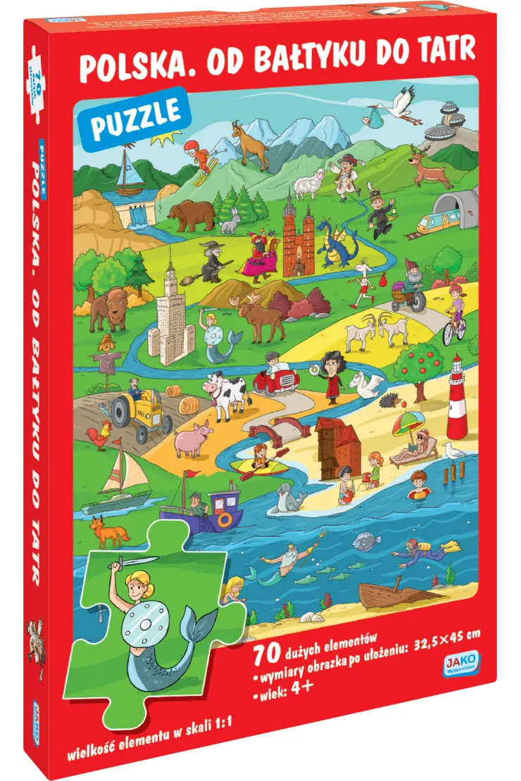 Puzzle 70 el. Polska. Od Bałtyku do Tatr
