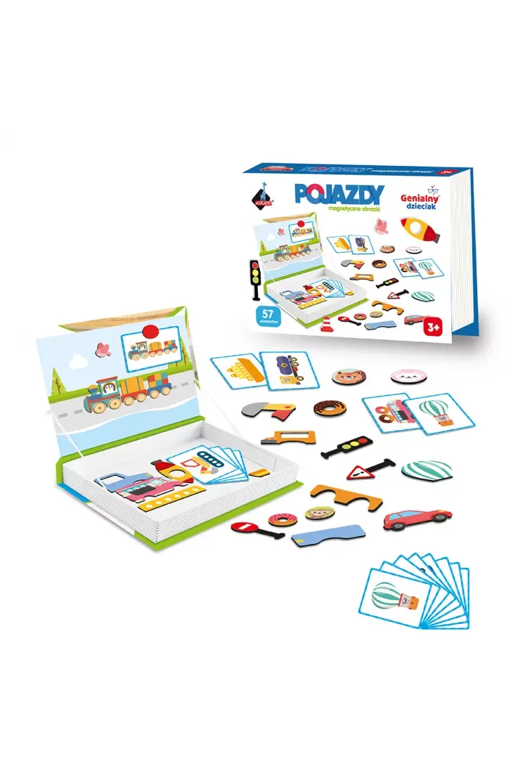 Puzzle magnetyczne 57 el. Pojazdy