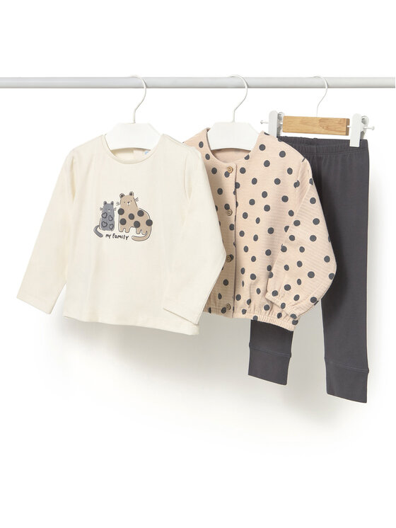 Mayoral Komplet bluza, bluzka i legginsy 2743 Beżowy Regular Fit