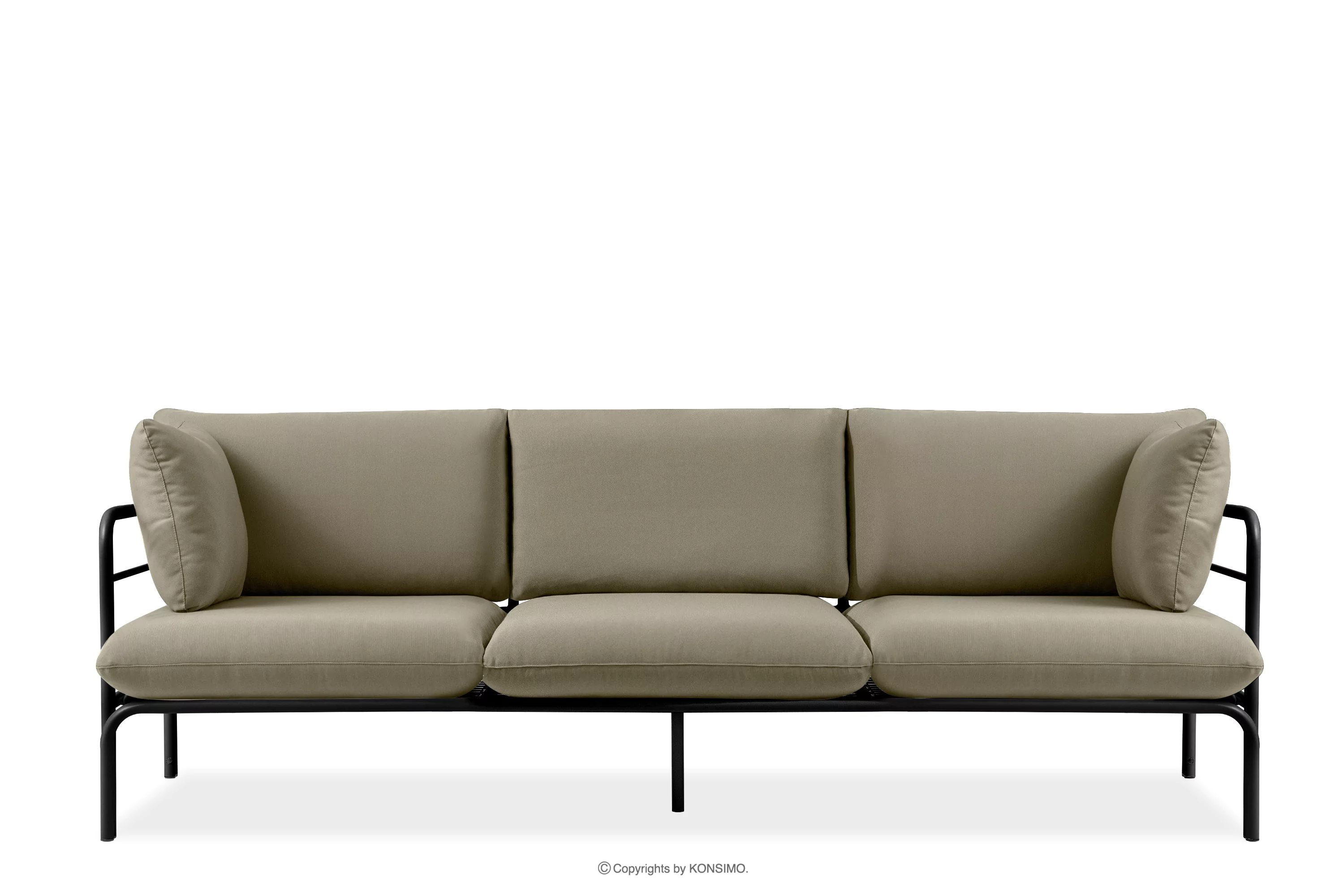 Loftowa sofa ogrodowa 3 na metalowych nogach antracytowy/beżowy RAMBE