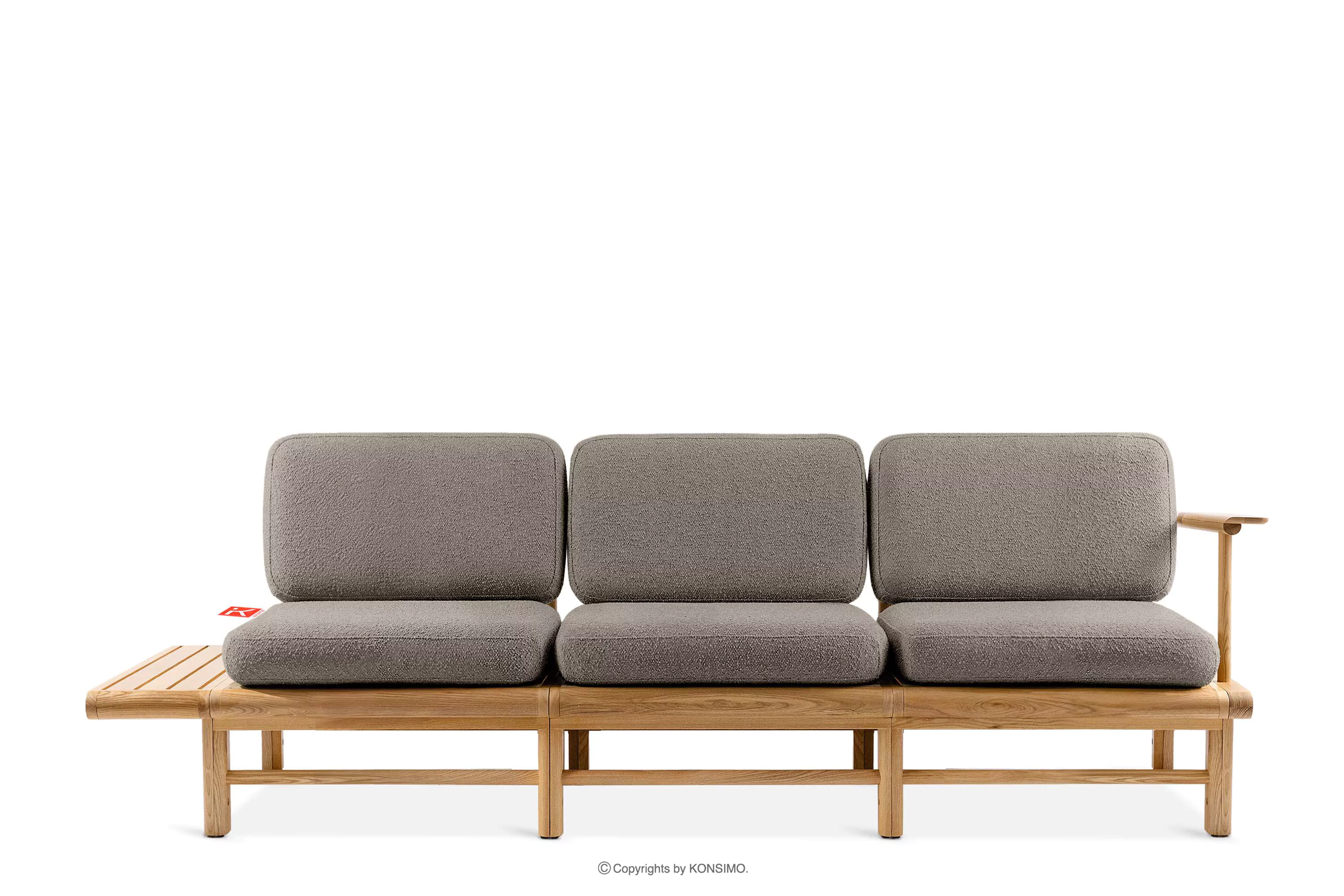 Sofa ogrodowa trzyosobowa z drewna jesionowego szary ATREDA