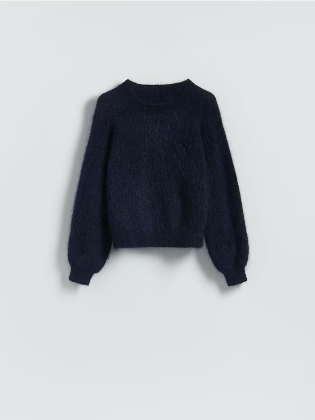 Reserved - Sweter z moherem - granatowy