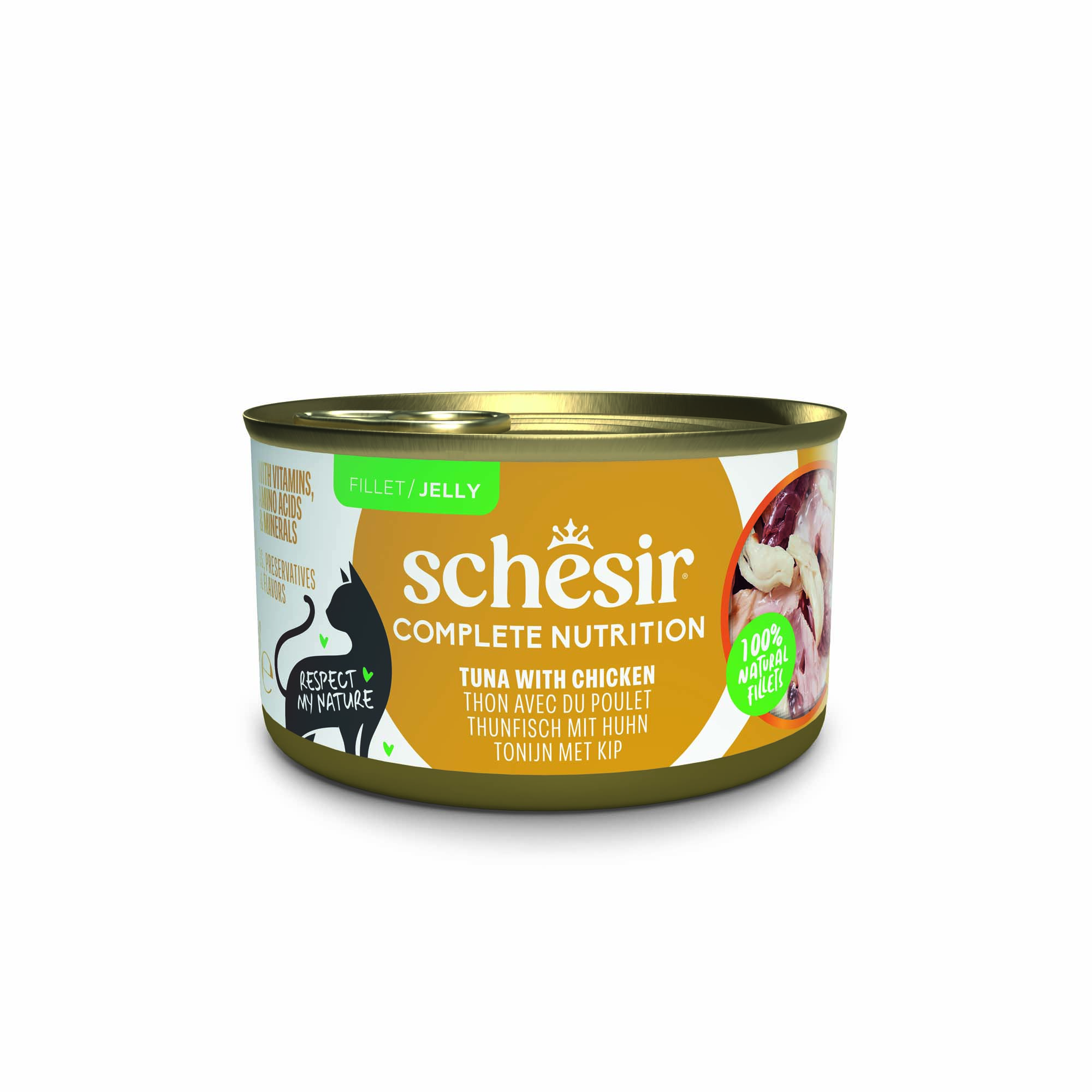 Korzystny pakiet Schesir Complete Nutrition, filet w galarecie, 24 x 85 g - Tuńczyk z kurczakiem