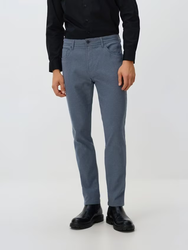 Reserved - Bawełniane spodnie slim fit - granatowy