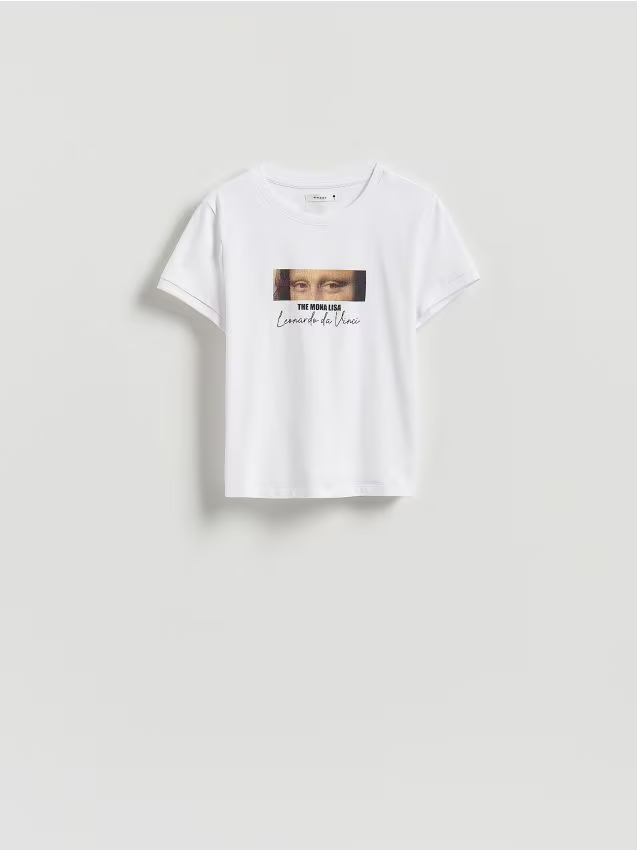 Reserved - T-shirt z nadrukiem - biały