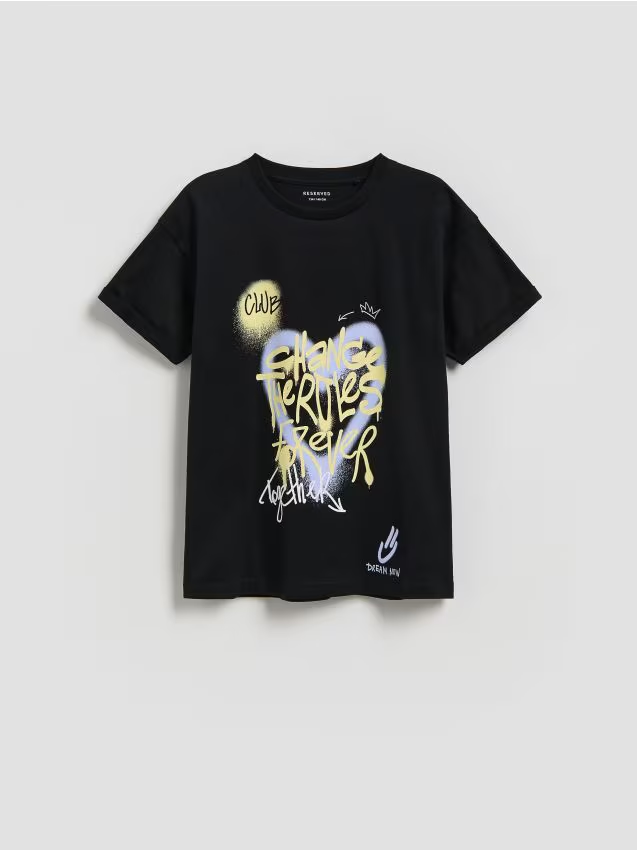 Reserved - T-shirt z nadrukiem - czarny