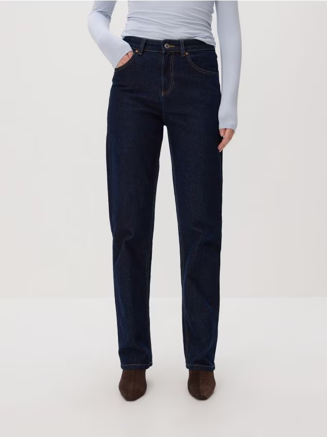 Reserved - Jeansy straight - granatowy
