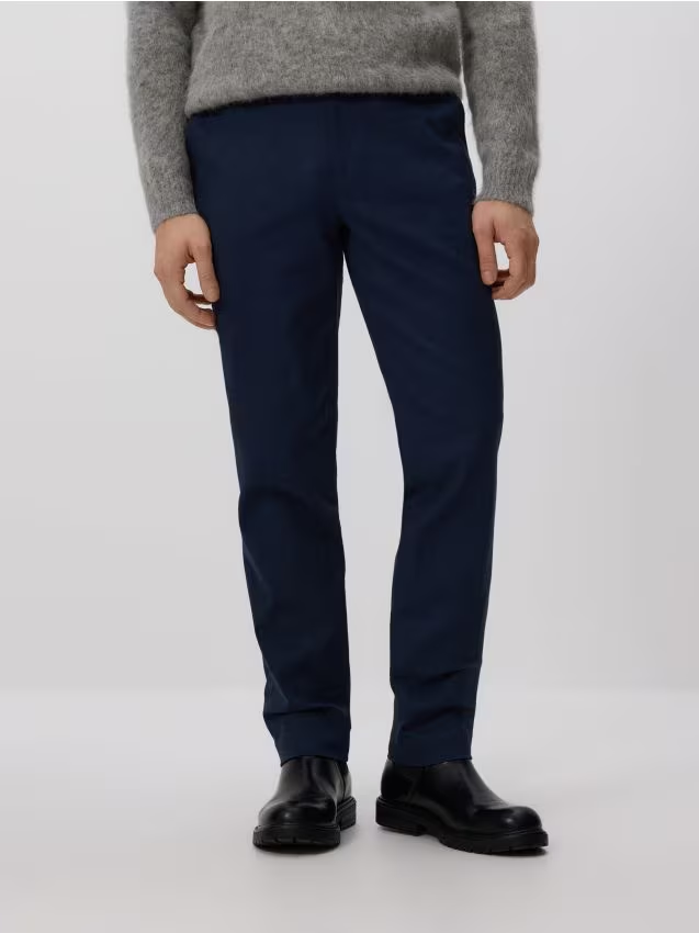 Reserved - Spodnie chino slim z regulacją w pasie - granatowy