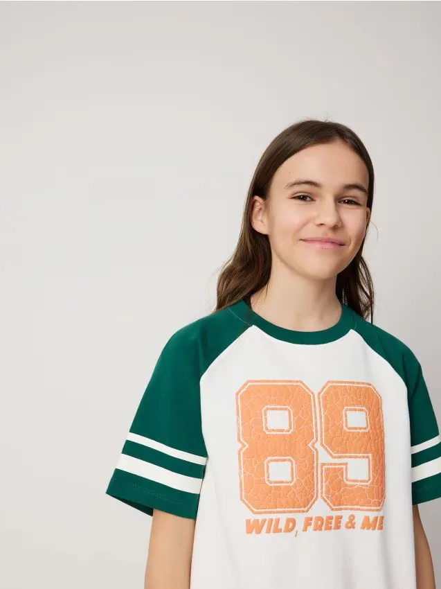 Reserved - Bawełniany t-shirt z nadrukiem - wielobarwny miniaturka