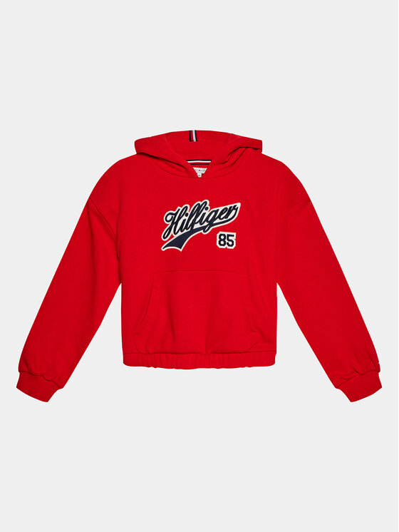 Tommy Hilfiger Bluza Hilfiger Script Hoodie KG0KG07721 Czerwony Regular Fit