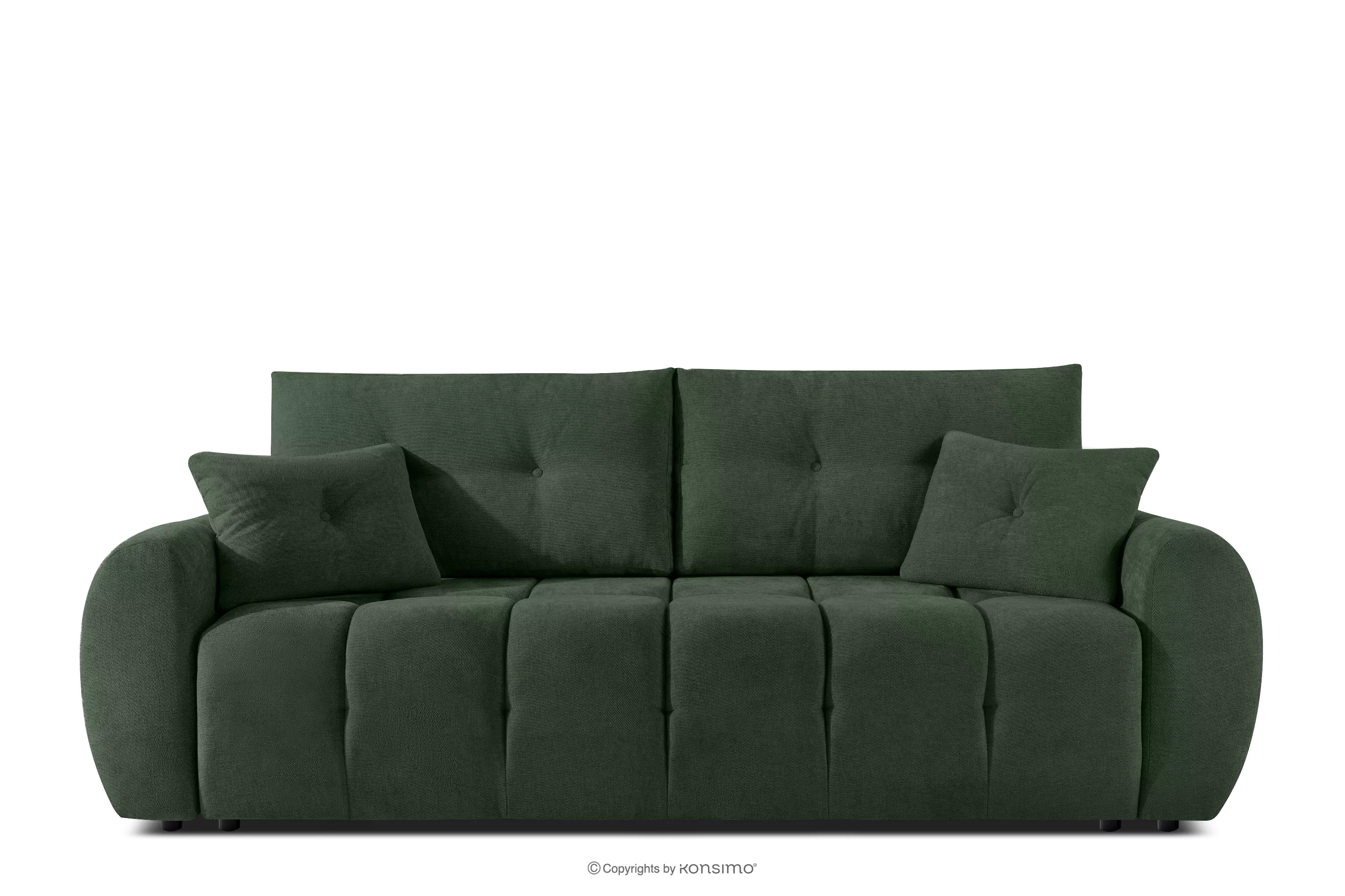 Pikowana sofa trzyosobowa z funkcją spania w tkaninie plecionej zielony HELLA