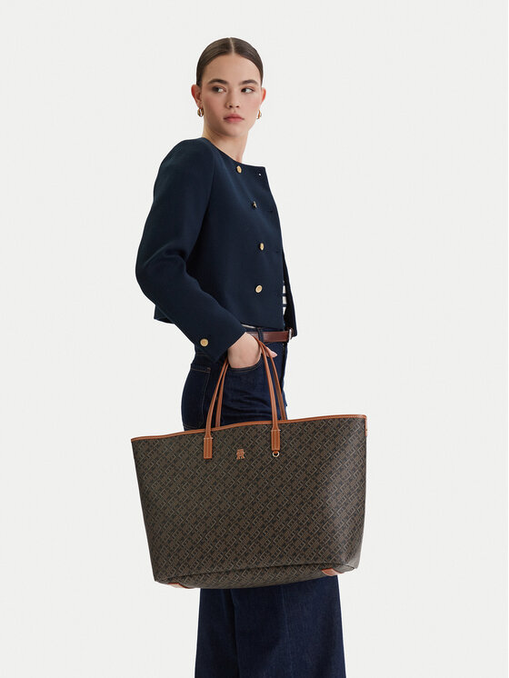 Tommy Hilfiger Torebka Th Monoplay Maxi Tote Le AW0AW18850 Czarny