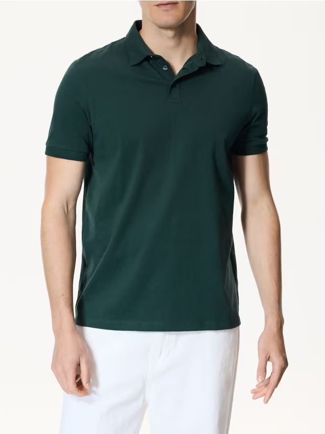 Reserved - Bawełniane polo regular fit - ciemnozielony