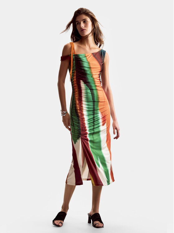 Desigual Sukienka letnia Paint Lacroix 26SWVK17 Kolorowy Slim Fit
