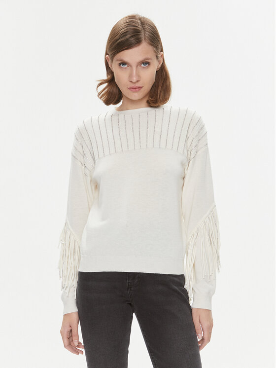 Pinko Sweter Libellula 102082 A19L Écru Regular Fit