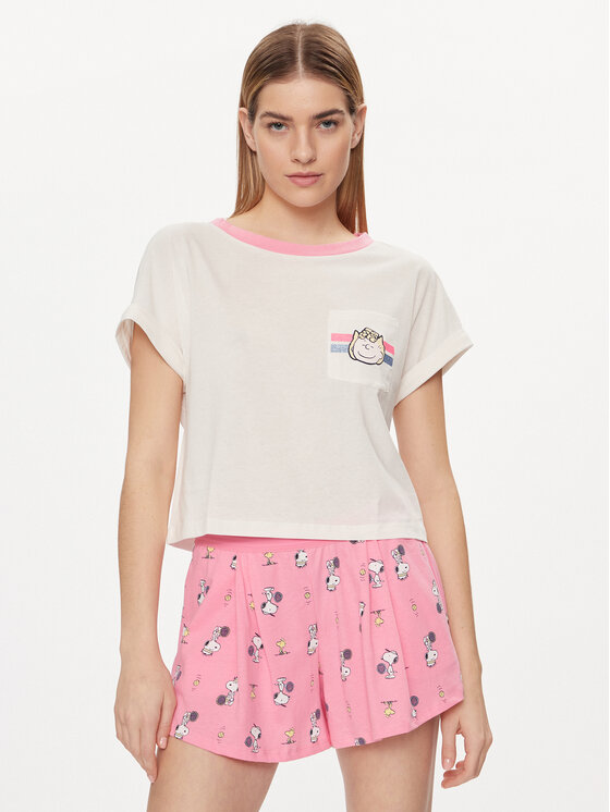 United Colors Of Benetton Koszulka piżamowa 30963M05O Écru Regular Fit