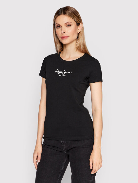 Pepe Jeans T-Shirt New Virginia PL505202 Czarny Slim Fit