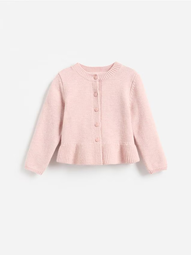 Reserved - Sweter z falbaną - pastelowy róż