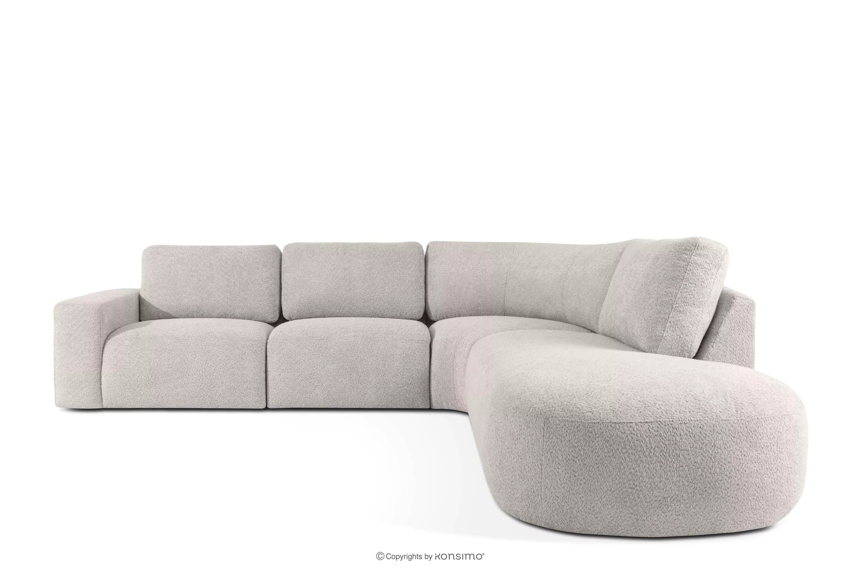 Duży narożnik modułowy w tkaninie boucle prawy brązowy ZUCCO