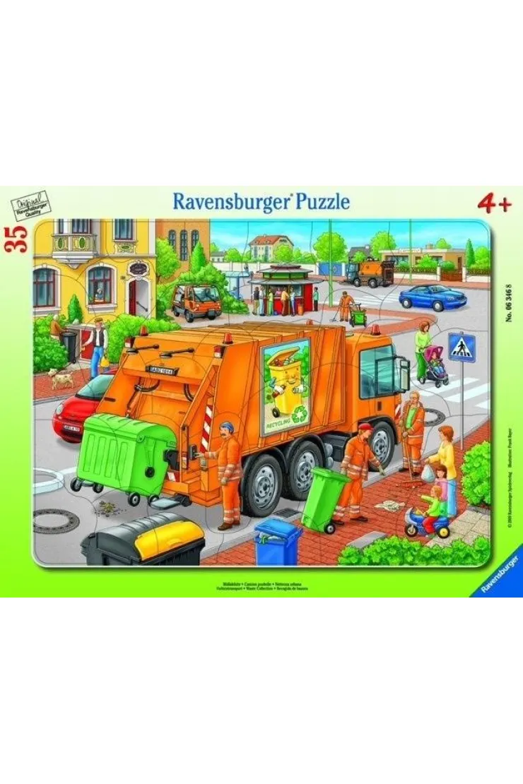 Puzzle ramkowe 35 el. Śmieciarka