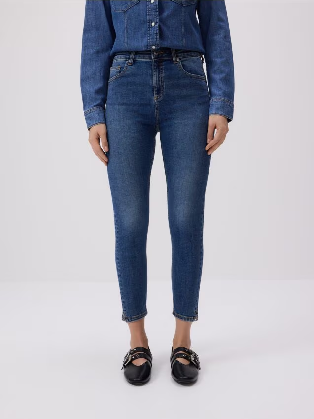 Reserved - Jeansy slim push up - granatowy miniaturka