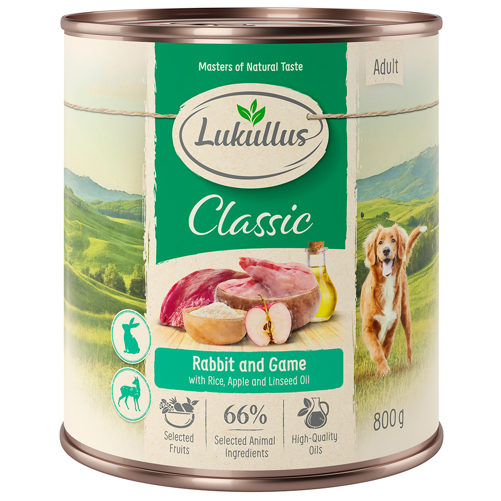 Lukullus Naturkost Adult, 6 x 800 g  - Królik i dziczyzna